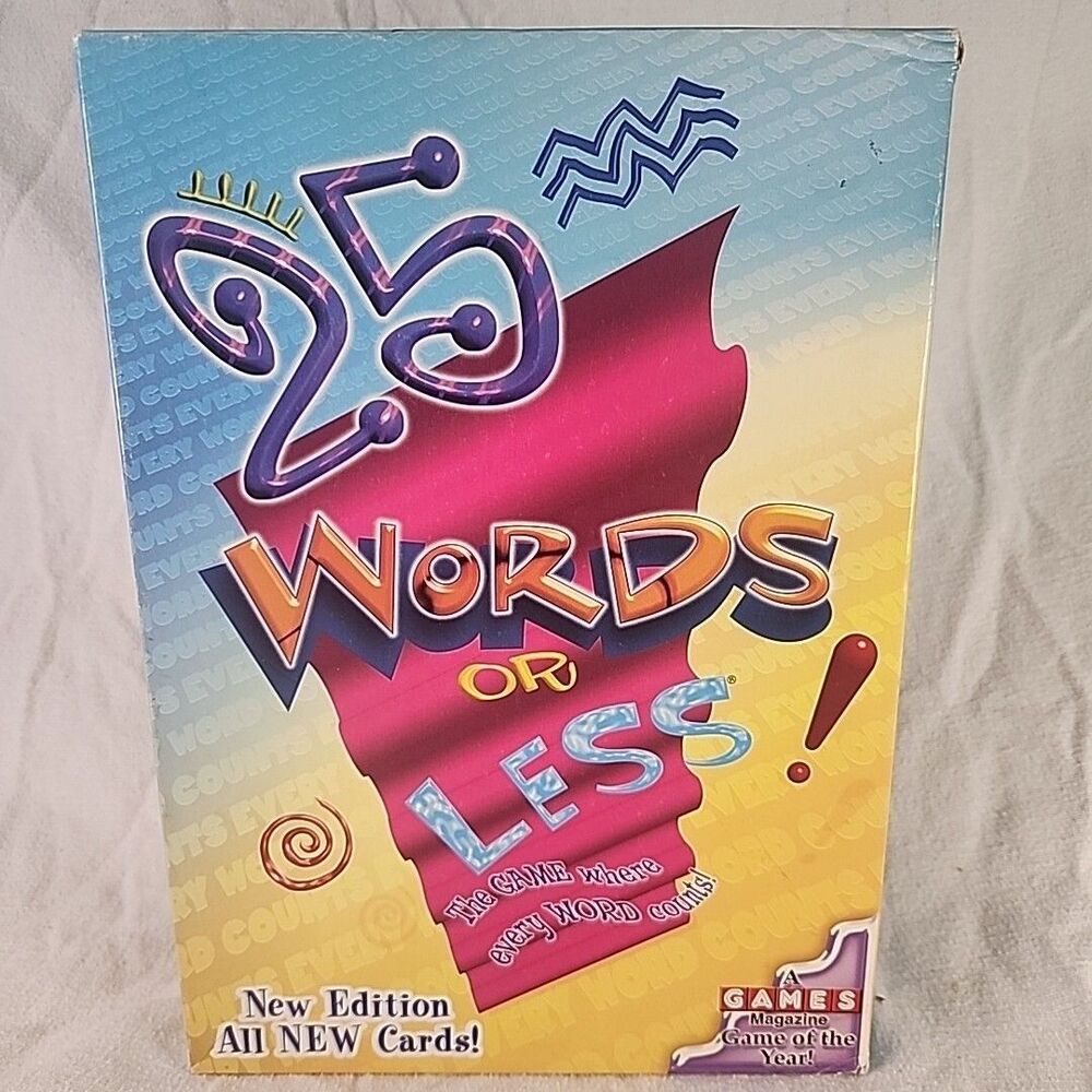 25 Words or Less Board Card Game #1006 Winning Moves Games 2000 Edition COMPLETE